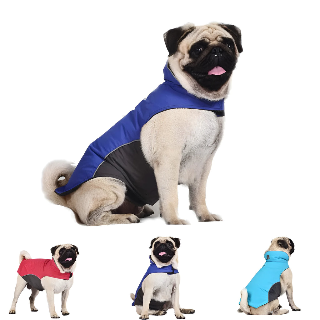 Waterproof vest jacket dog clothes in dark blue, suitable for autumn and winter outdoor use