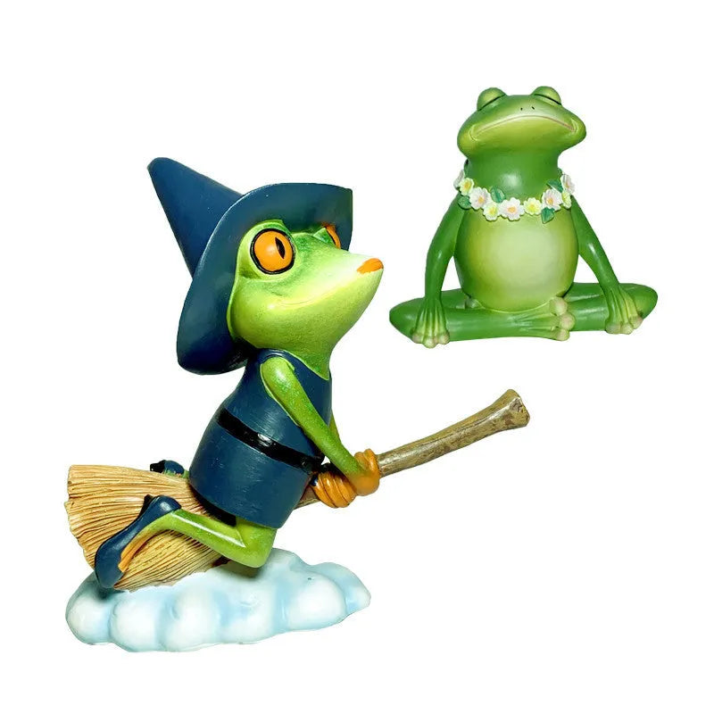 European style magic yoga frog desk ornament in RDW123 colour, made of plastic and resin.