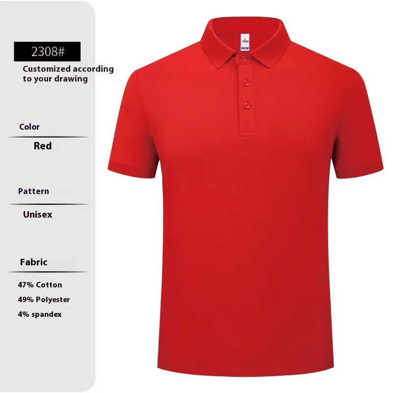 High-end workwear polo shirt for men summer short sleeve cotton blend solid colour regular fit