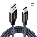 Fonken high-speed fast charging cable with woven exterior in black, 1m length, on white background