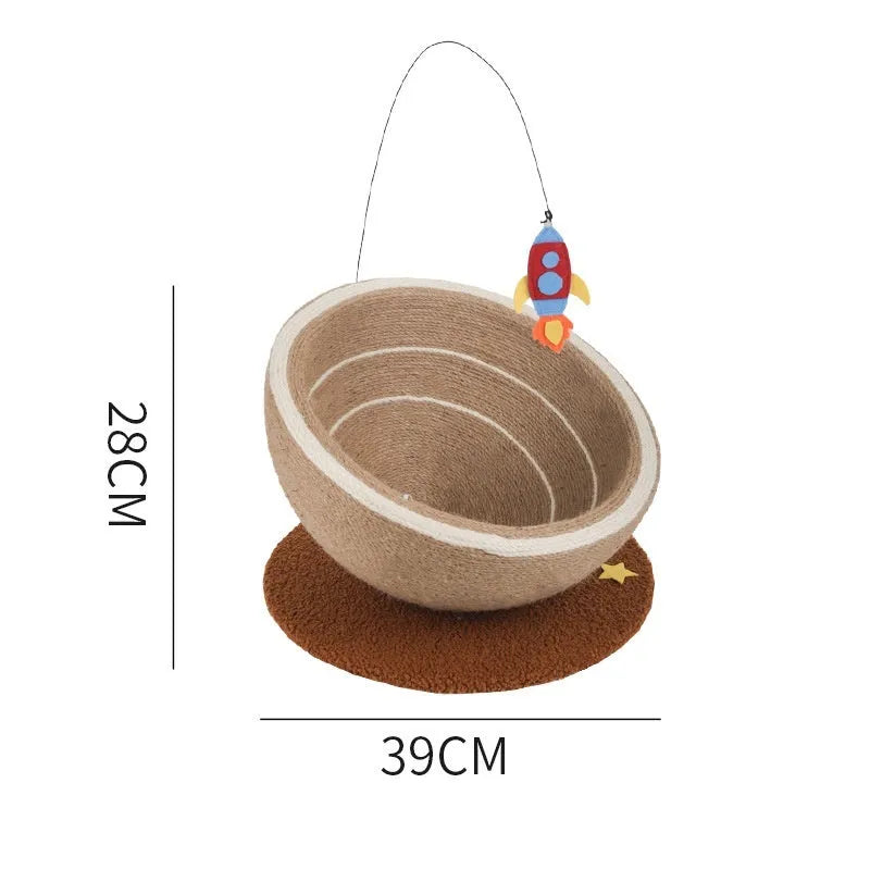 Large integrated cat scratching board and bed with sisal rope surface and flannel nest in Starlight Sisal Nest colour
