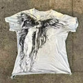 Gothic cartoon print men's short sleeve polyester top in colour HQ929 showing Asian sizing options