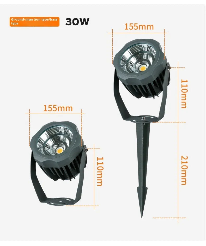 Outdoor waterproof LED spotlight with aluminium shell and colour-changing light for tree illumination