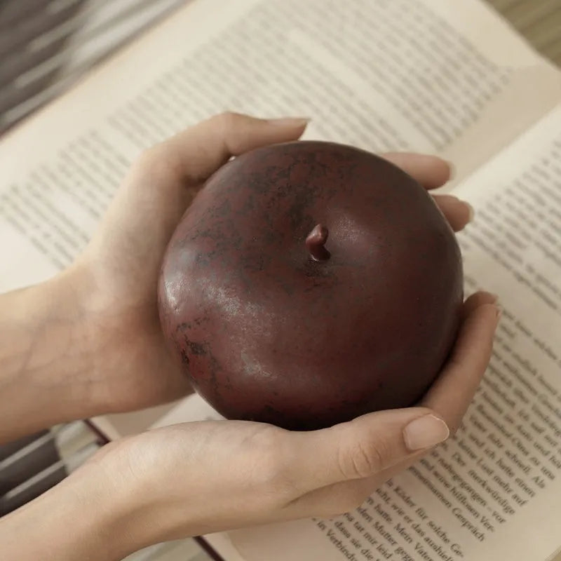 Chinese ceramic simulation apple ornament traditional desktop decoration large and small size options