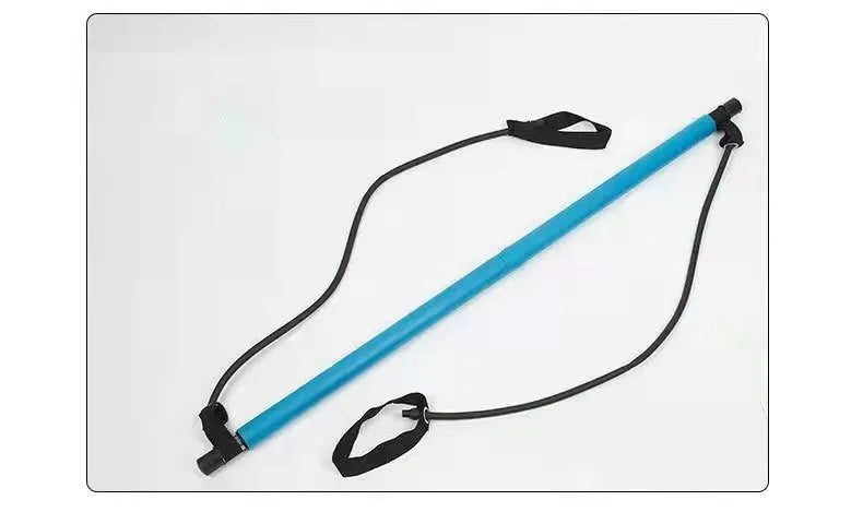 92cm Pilates bar with stainless steel tube and foam grip in light blue on a white background
