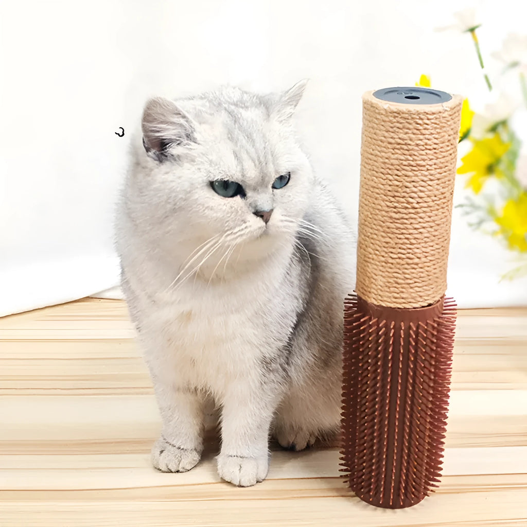 Brown sisal fibre cat scratching post measuring 30 centimetres tall