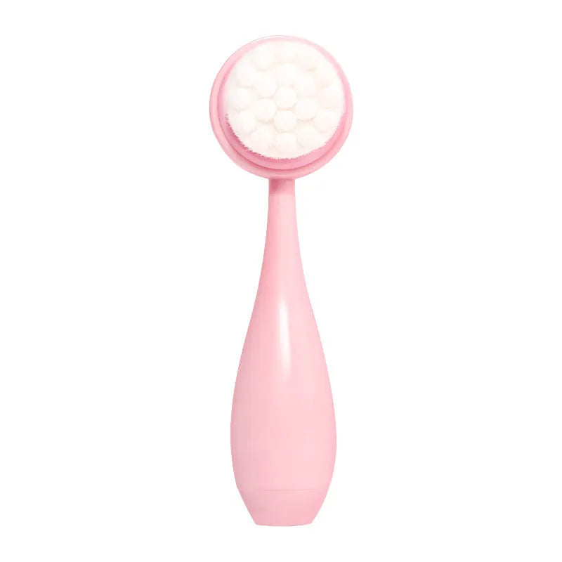 Facial brush set with coral fleece hairband in multiple colour options including purple, grey, white, and pink