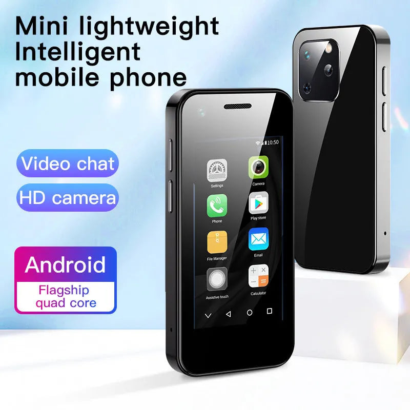 Ultra-compact 84mm mini Android phone with 2.5-inch screen and quad-core processor in four colour options