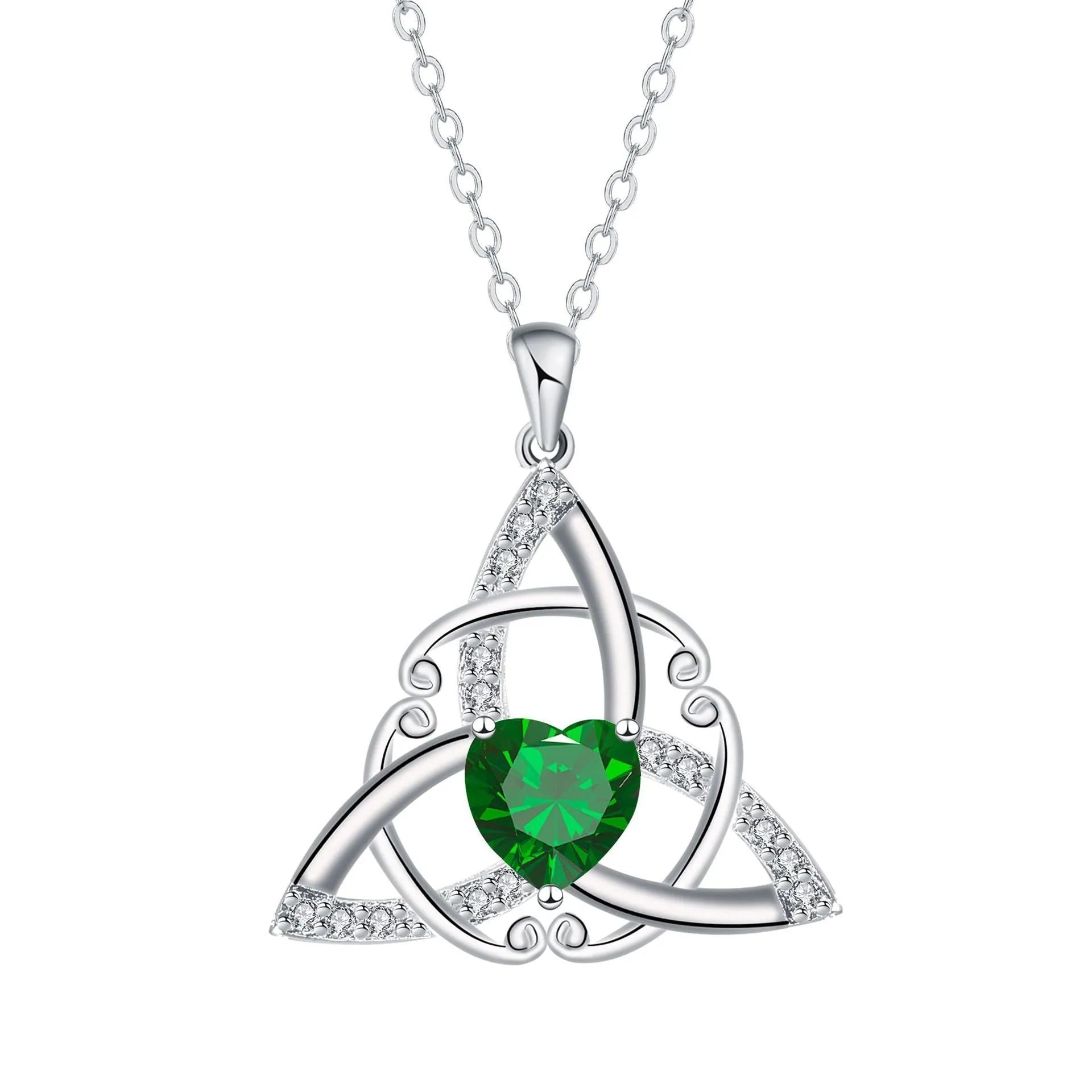 Women's Celtic knot geometric pendant necklace in copper with a choice of coloured electroplated finishes.
