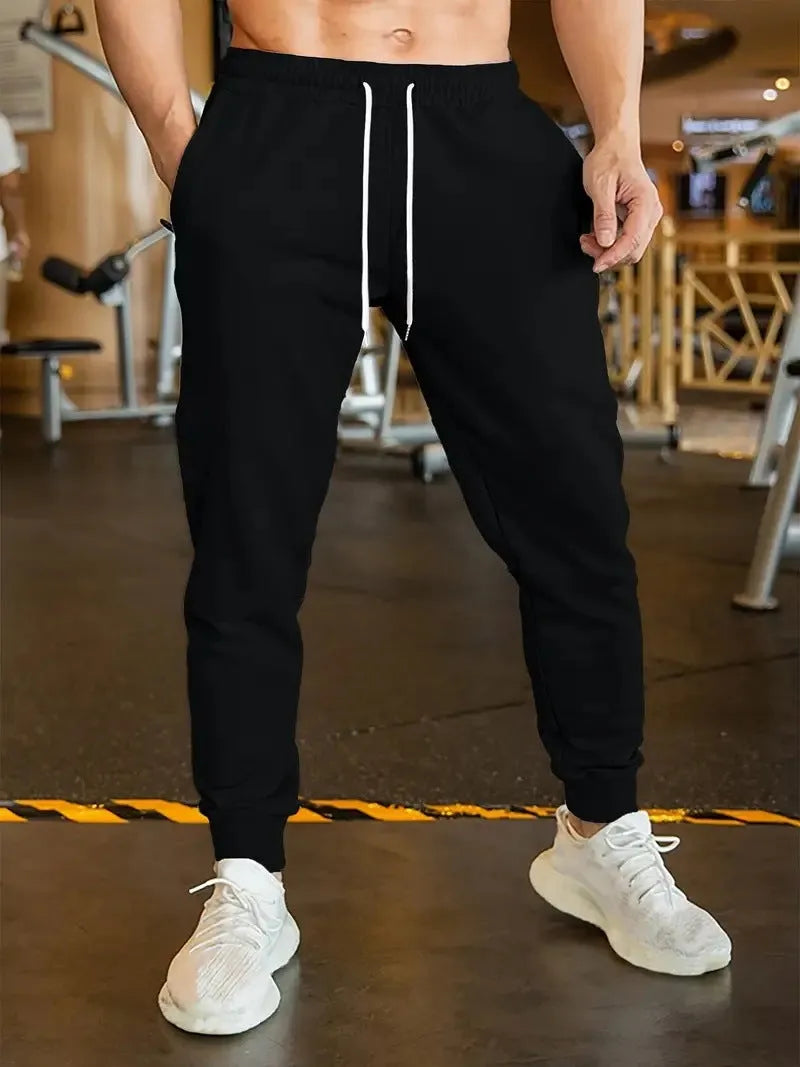 Men's linen leisure trousers with drawstring waist and 3D pattern in polyester fabric