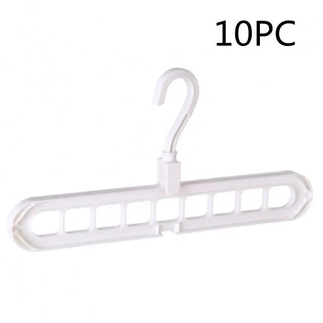 Plastic clothes storage hanger with rotating hook, shown in available colours.