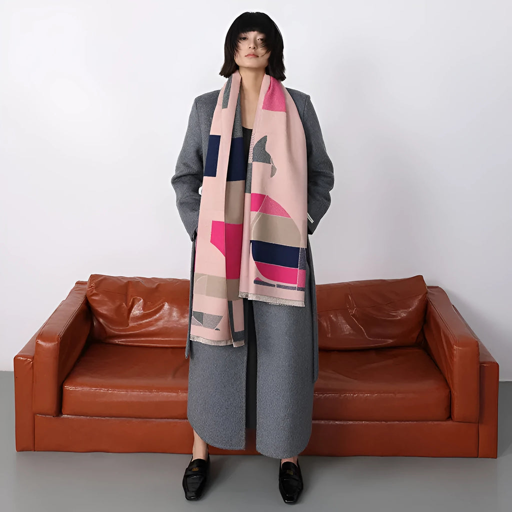 European American style imitation cashmere scarf shawl in beige colour measuring 185x65cm