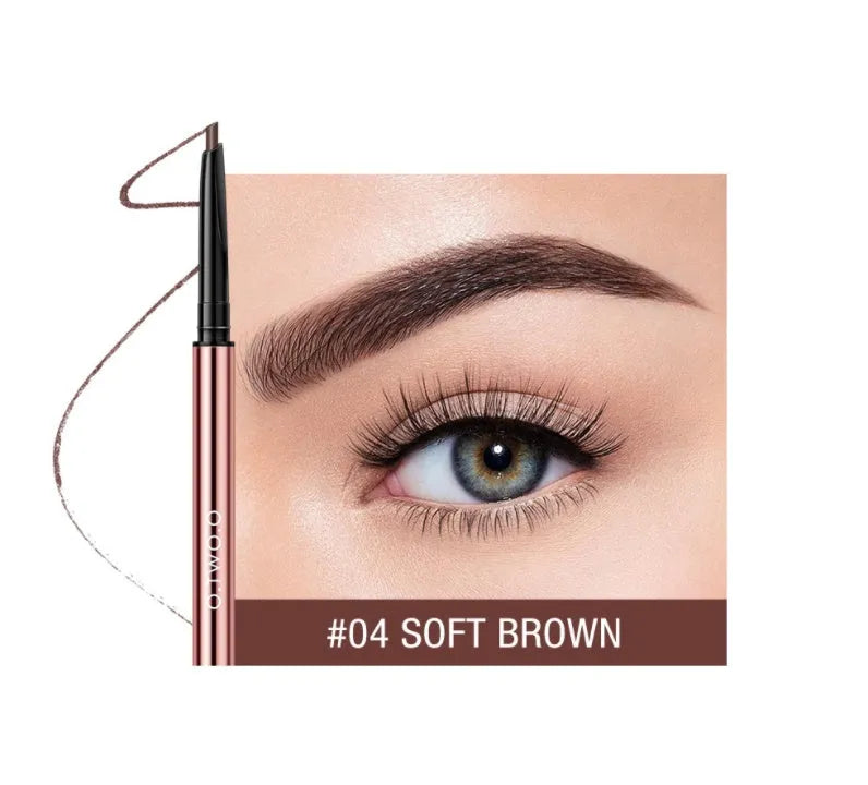 Eye brow make-up pencil in colour box with six shade options shown.
