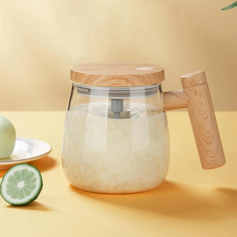 400ml clear borosilicate glass self stirring coffee mug with electric mixing base