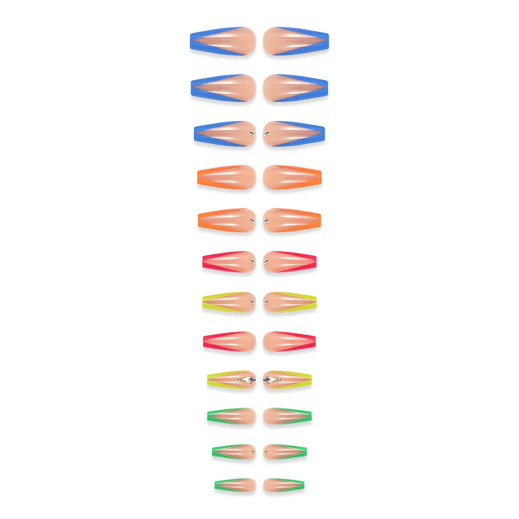 Diamond colour French nail tip kit with detachable tips, BKS3037 gel polish, jelly glue, and filing strip.