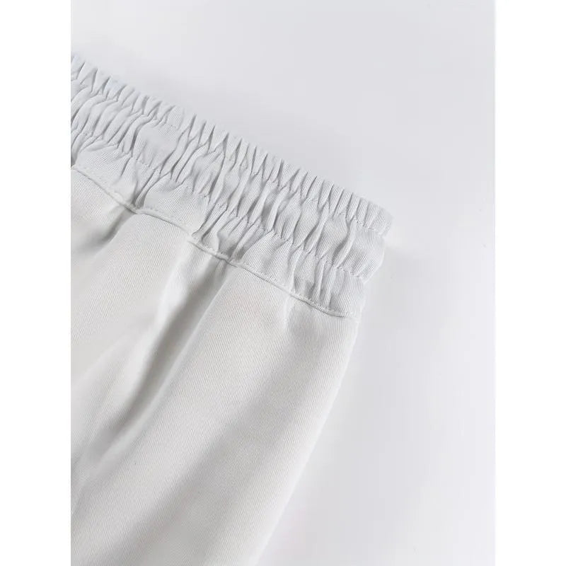 Men's solid colour loose-fit fire-retardant trousers in linen corduroy fabric.