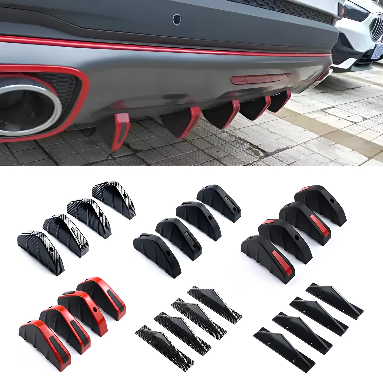 Triangular black ABS rear spoiler for cars with mounting hardware