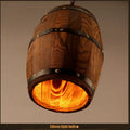 Creative wine barrel wooden chandelier with LED bulb and adjustable chain