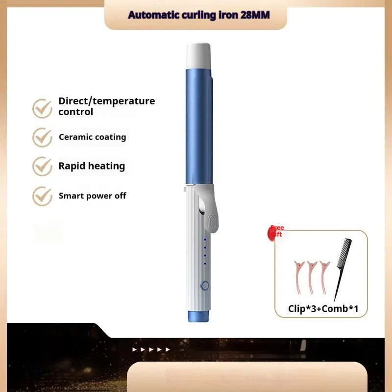 Anion big wave curling iron with four gear thermoregulation in pink and purple plastic body