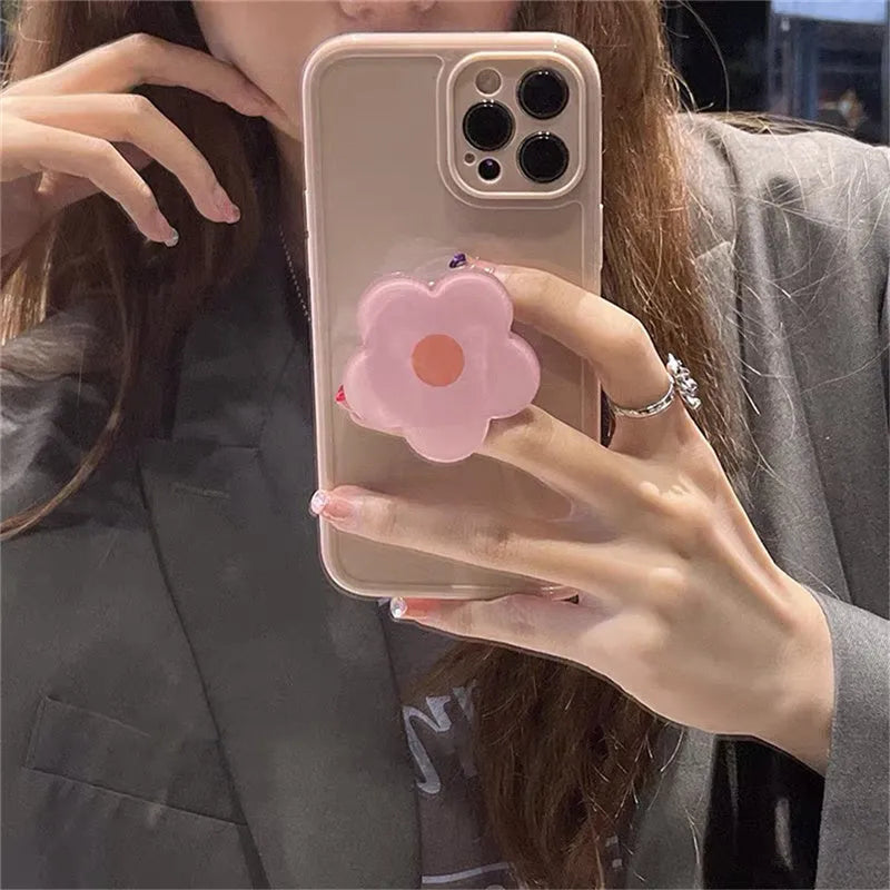 Cute flower phone case in pink soft silicone for iPhone with floral print design