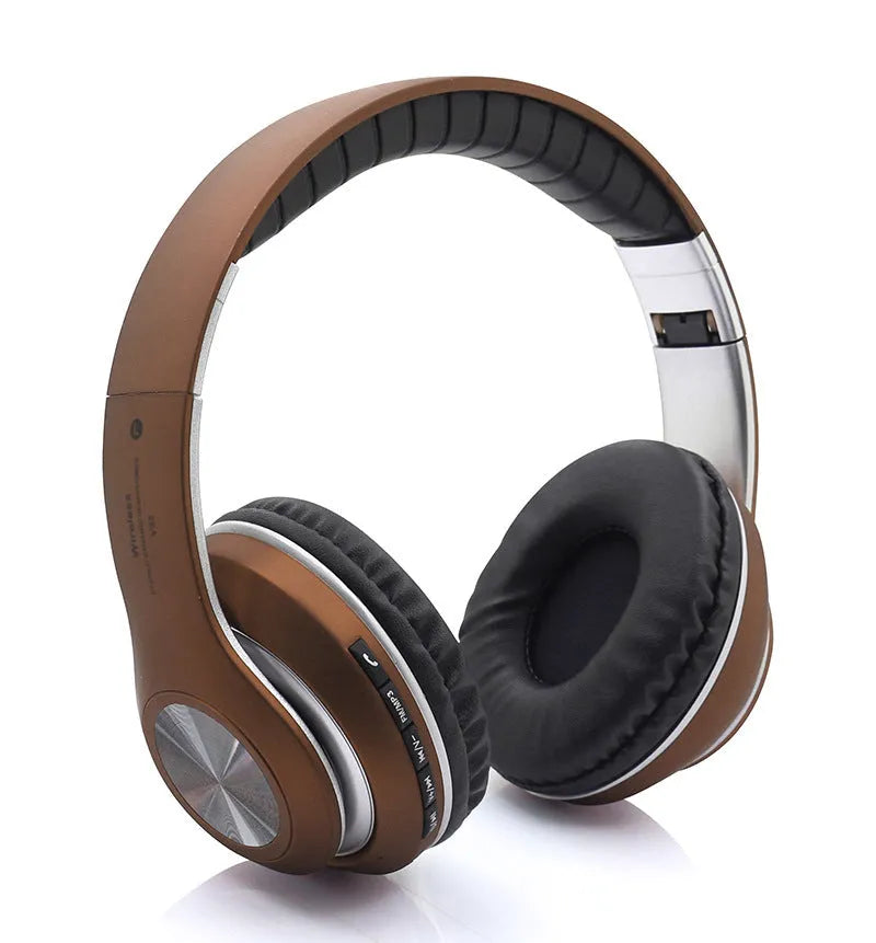Private Mode 5.0 folding wireless stereo headphones in black with button controls and Bluetooth 5.0 connectivity
