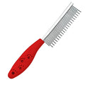Red pet grooming comb with stainless steel short and long teeth for dematting dogs cats horses