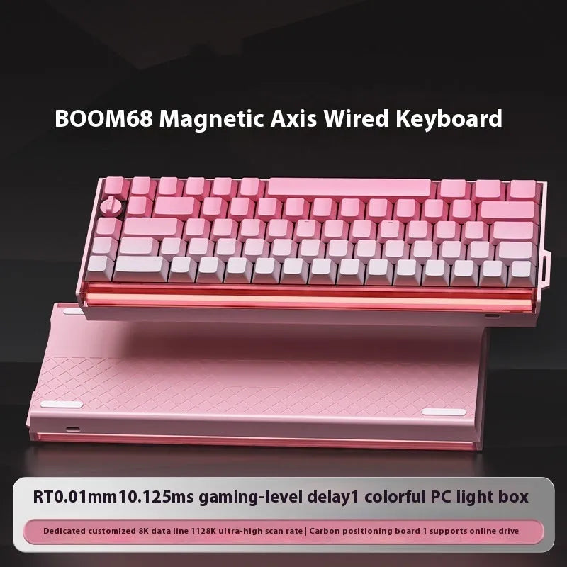 BOOM68 compact mechanical keyboard with RGB backlight in gradient pink colour variant
