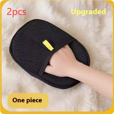 Black pet hair removal glove with silicone bristles for dog cat grooming