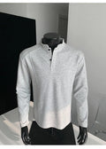 Men's patchwork shoulder polo shirt with stand-up collar in cotton fabric