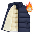 Men's striped lambswool vest for winter in black, dark blue, or red colours.