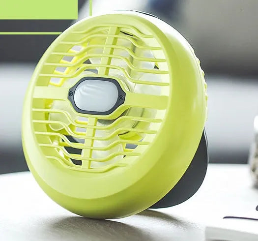Portable camping fan light with hook, yellow ABS housing, super bright LED lamp and fan