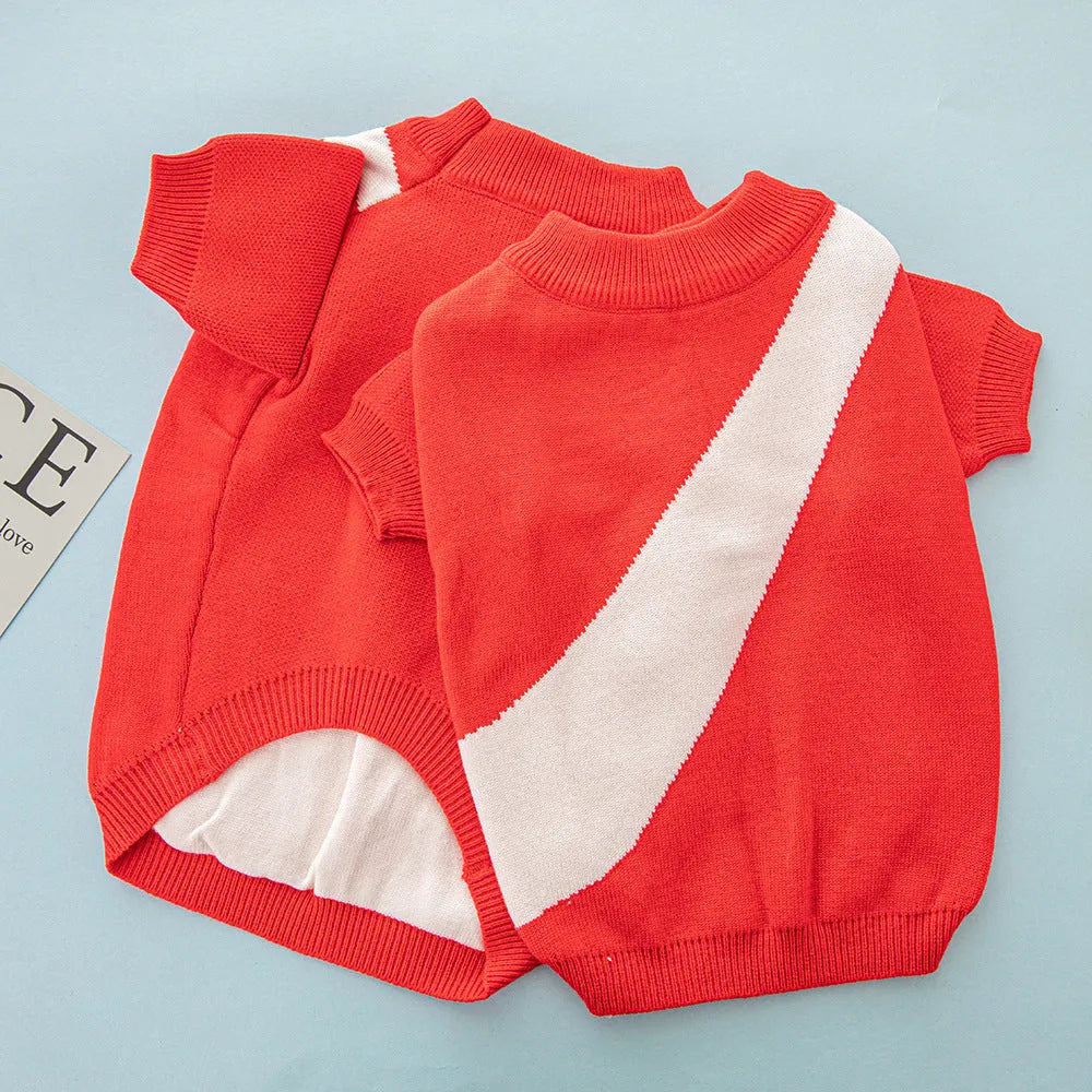 Wool dog jumper in six colours on small to large breed dogs showing casual pet clothing style