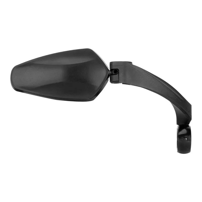 Black rotatable mountain bike rearview mirror measuring 210x102.5mm with PMMA acrylic construction