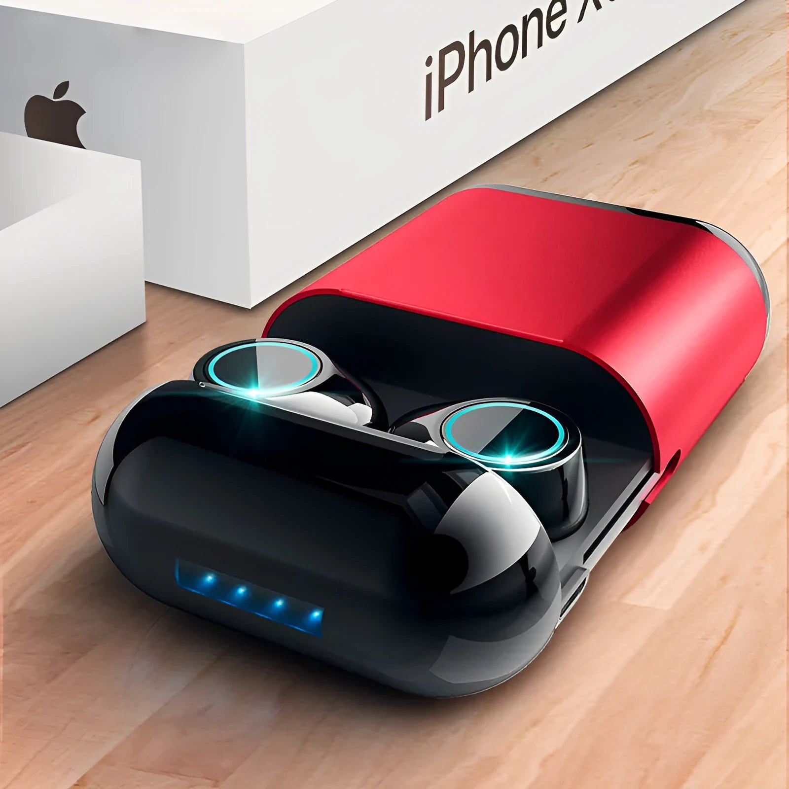 Wireless Bluetooth TWS earbuds in black, gold, and light grey colours showing separate left and right earpieces