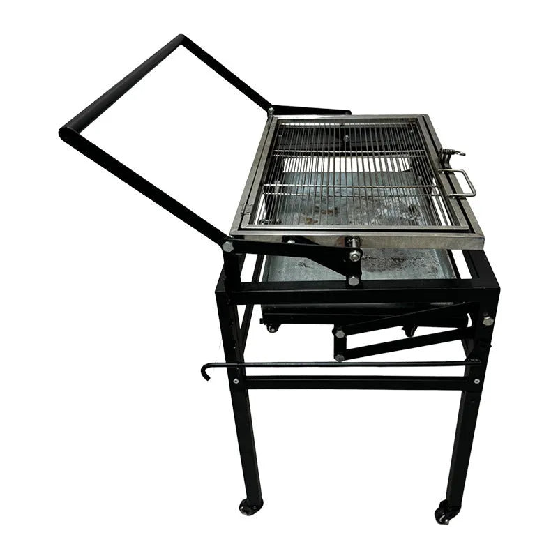 Large foldable portable charcoal BBQ grill and stove for courtyard use.