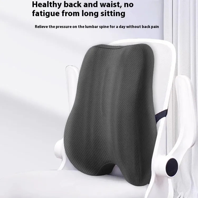 Office chair lumbar support cushion in grey, pink, or navy blue measuring 40cm x 40cm x 8cm