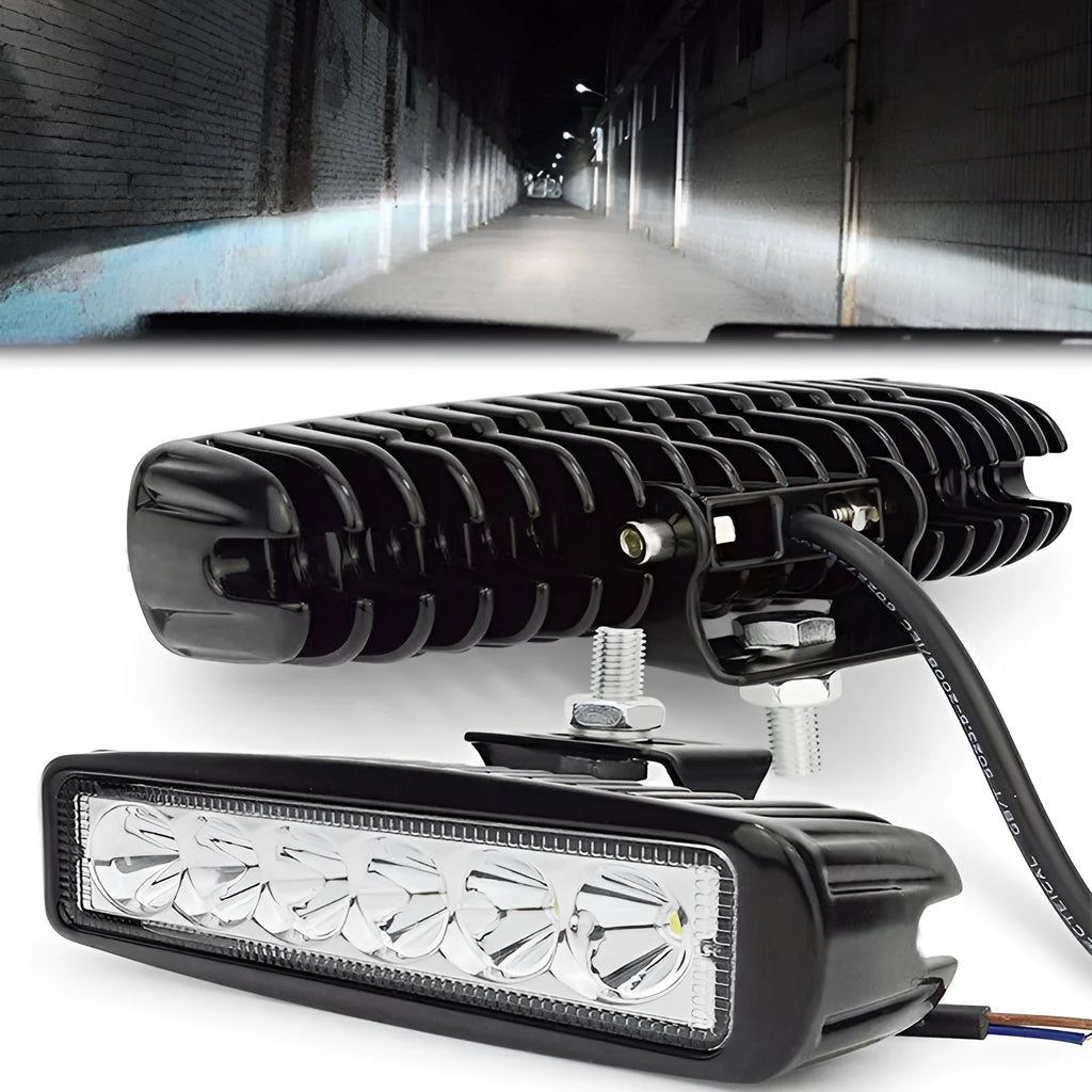 Black car auxiliary LED spotlight with die-cast aluminium housing and bracket mounting