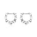 Sterling silver retro geometric earrings with round elements and electroplated finish