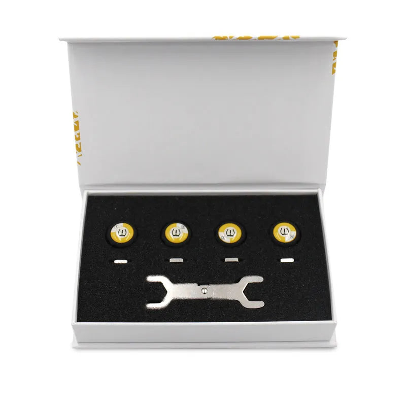 Wireless black external car tyre pressure sensor detector with IP67 waterproof rating and Bluetooth connectivity