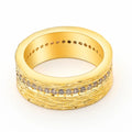 Gold geometric zircon ring for women, made from copper with electroplated finish.