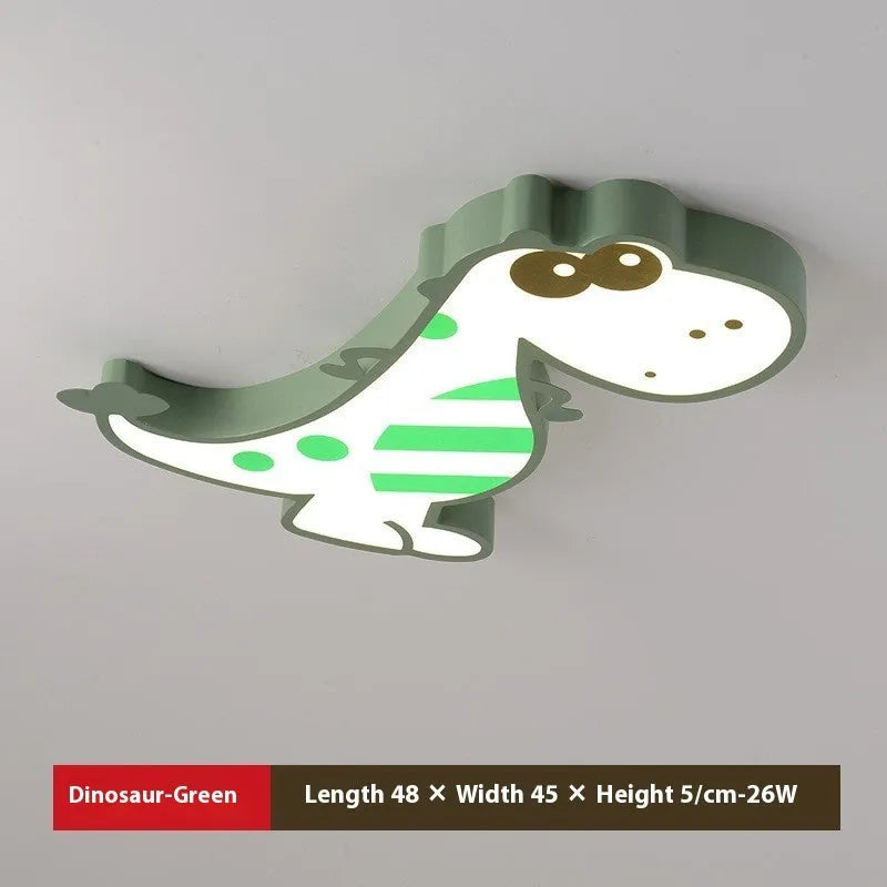 Green dinosaur cartoon LED ceiling light with 48cm diameter and dimmable function