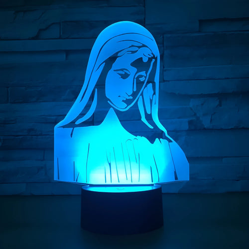 3D LED night light showing colourful dual-ring pattern from laser-engraved acrylic plate with touch control base