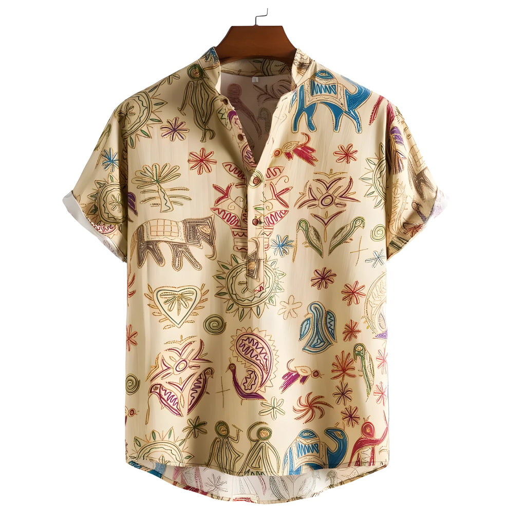 Men's plus size casual cardigan shirt with 3D digital printed pattern in loose fit