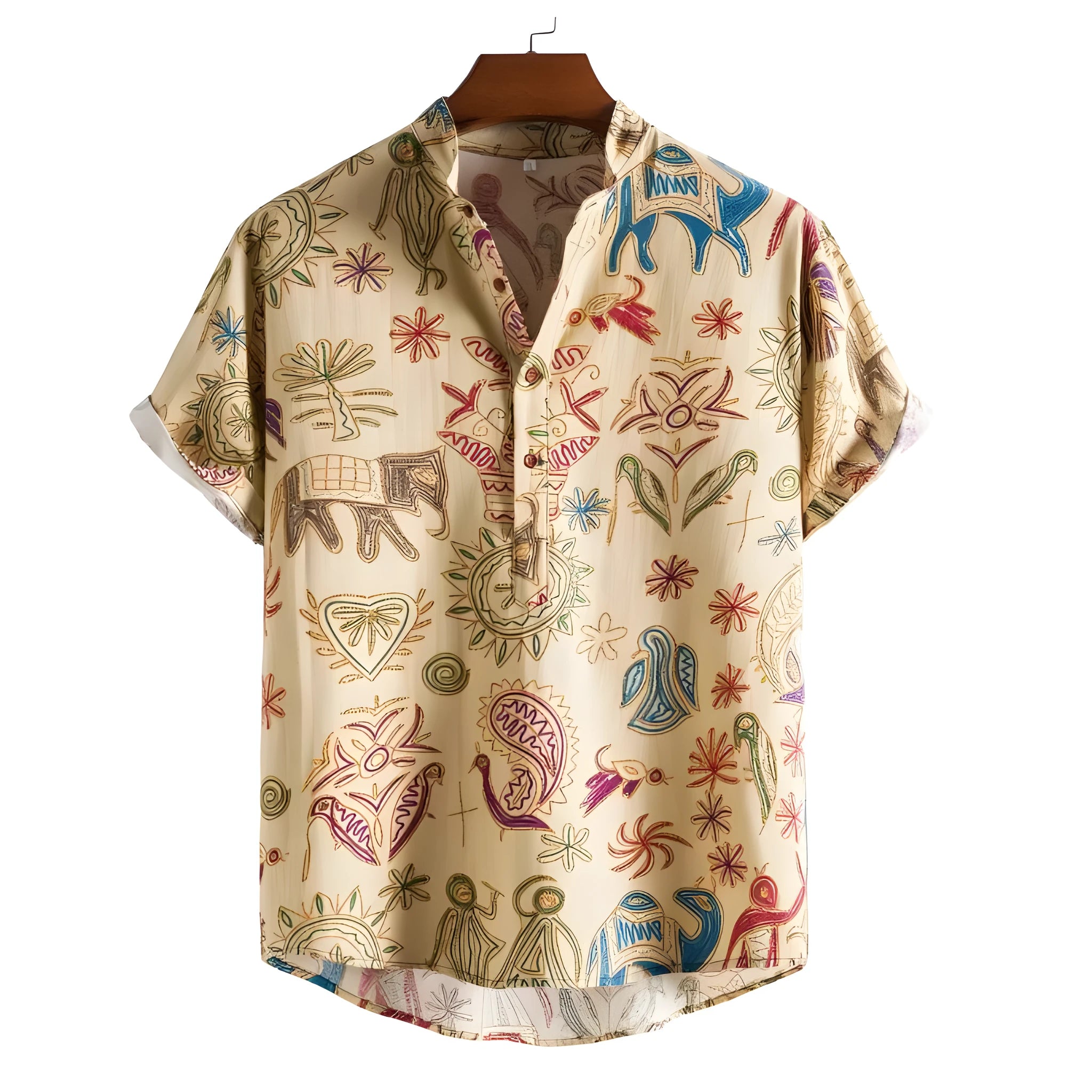 Men's plus size casual cardigan shirt with 3D digital printed pattern in loose fit