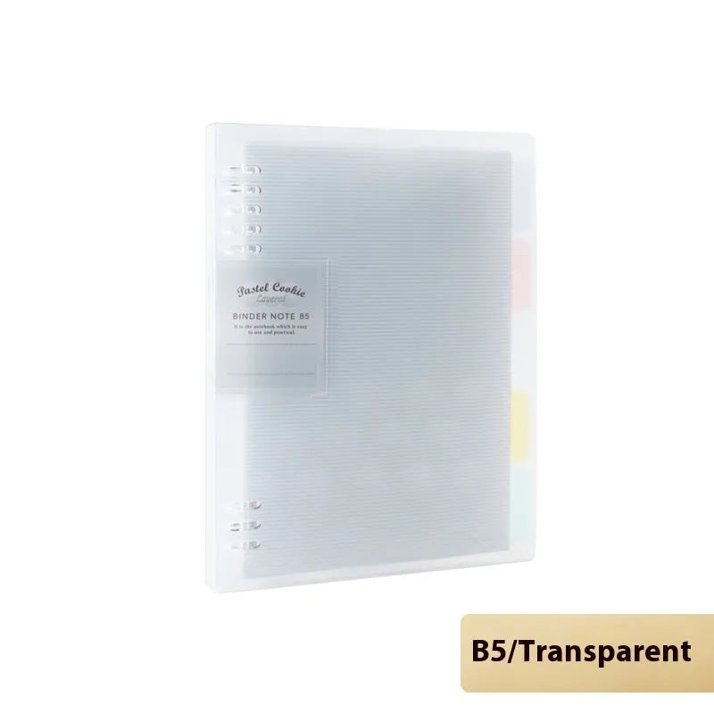Loose spiral notebook refill with transparent PP cover and raw wood pulp paper in A5 size