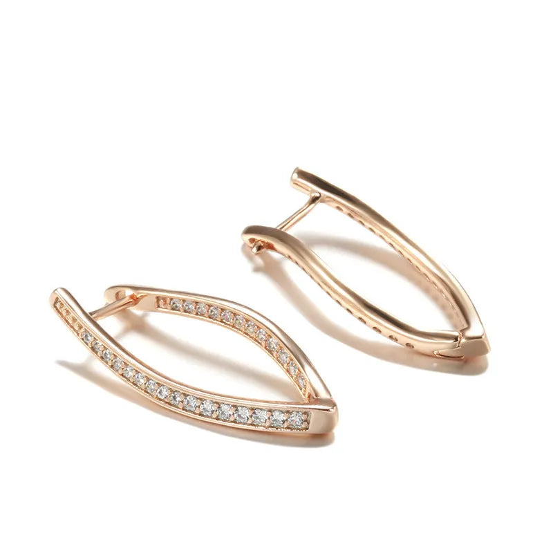 Pair of geometric zircon drop earrings for women in copper with H0493 colour