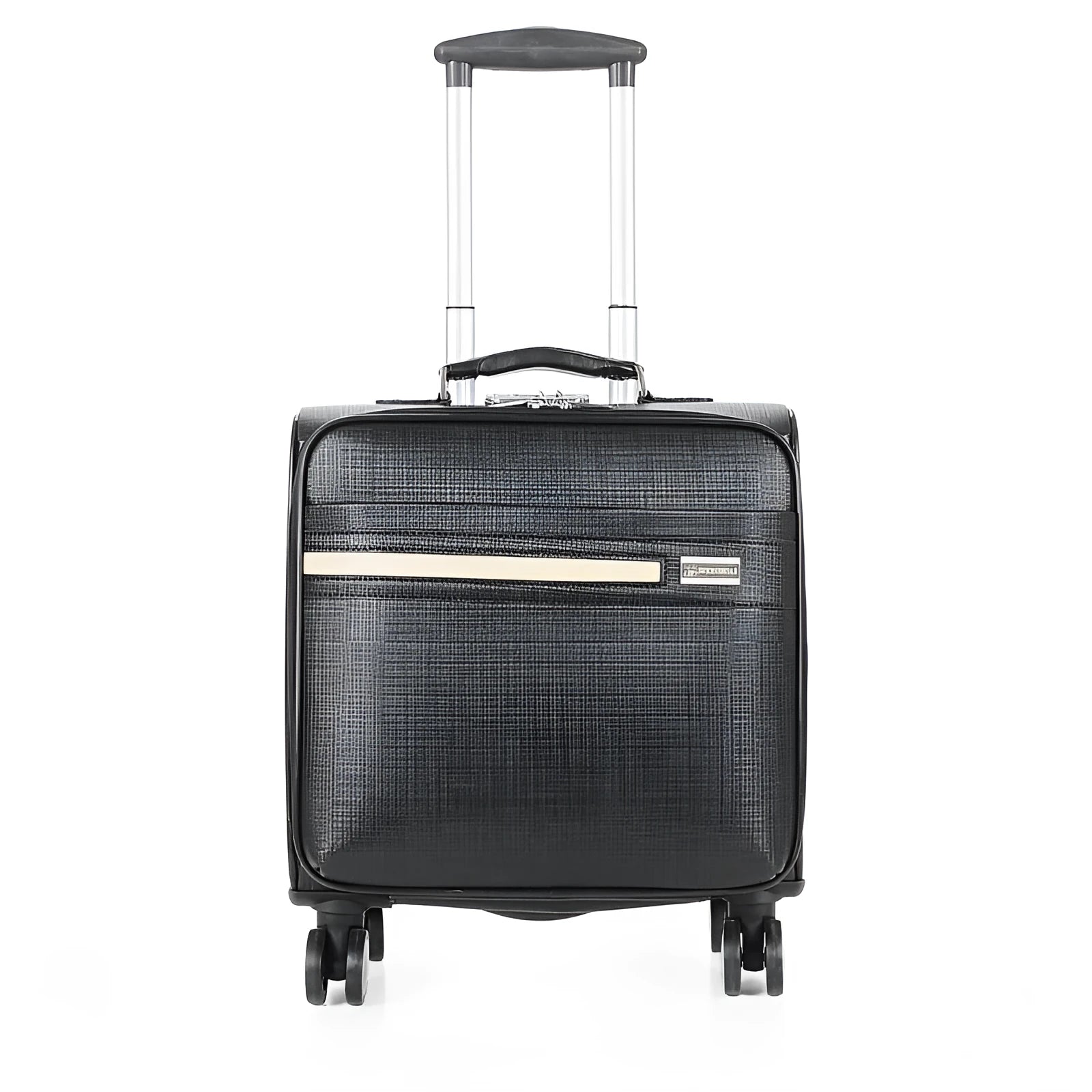 18-inch black or brown PU leather business case with combination lock and airplane wheels