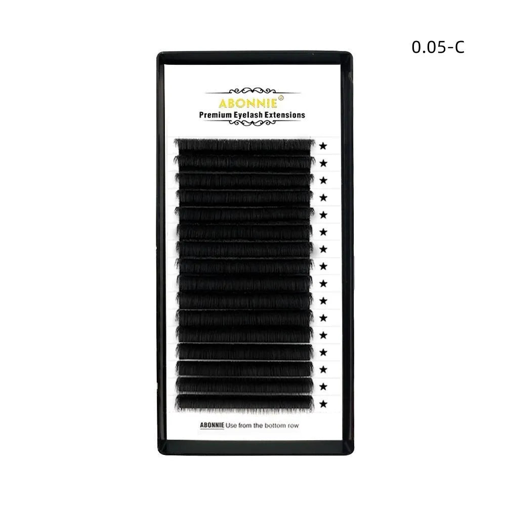 False eyelashes made from mink hair in 16-row dense construction showing length variations