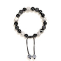 Black agate map stone bracelet with diamond shape design in New Chinese style.