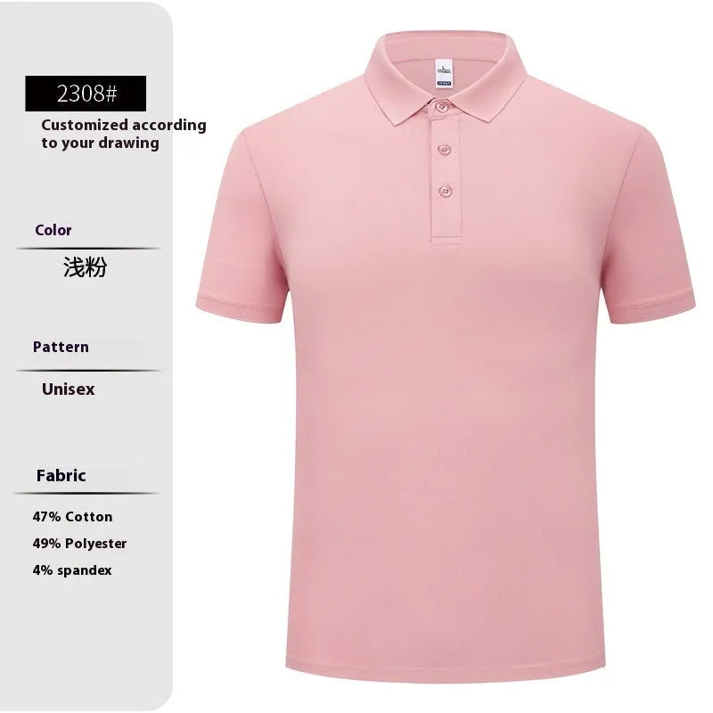 High-end workwear polo shirt for men summer short sleeve cotton blend solid colour regular fit